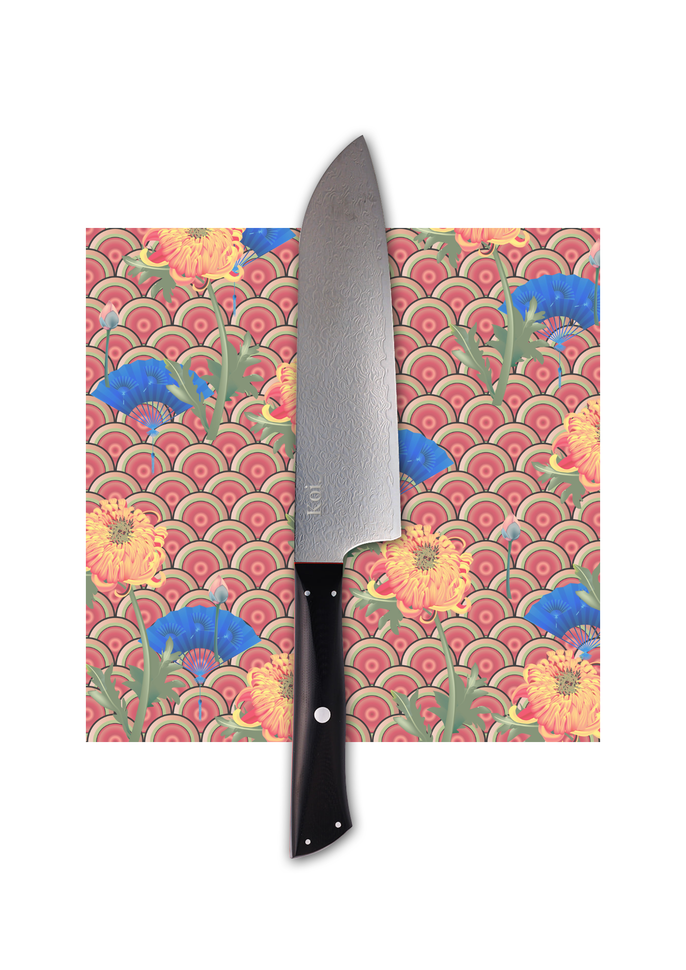 Santoku Multi-Purpose Knife | &quot;Three Virtues&quot; | Ninja Collection - Koi Knives