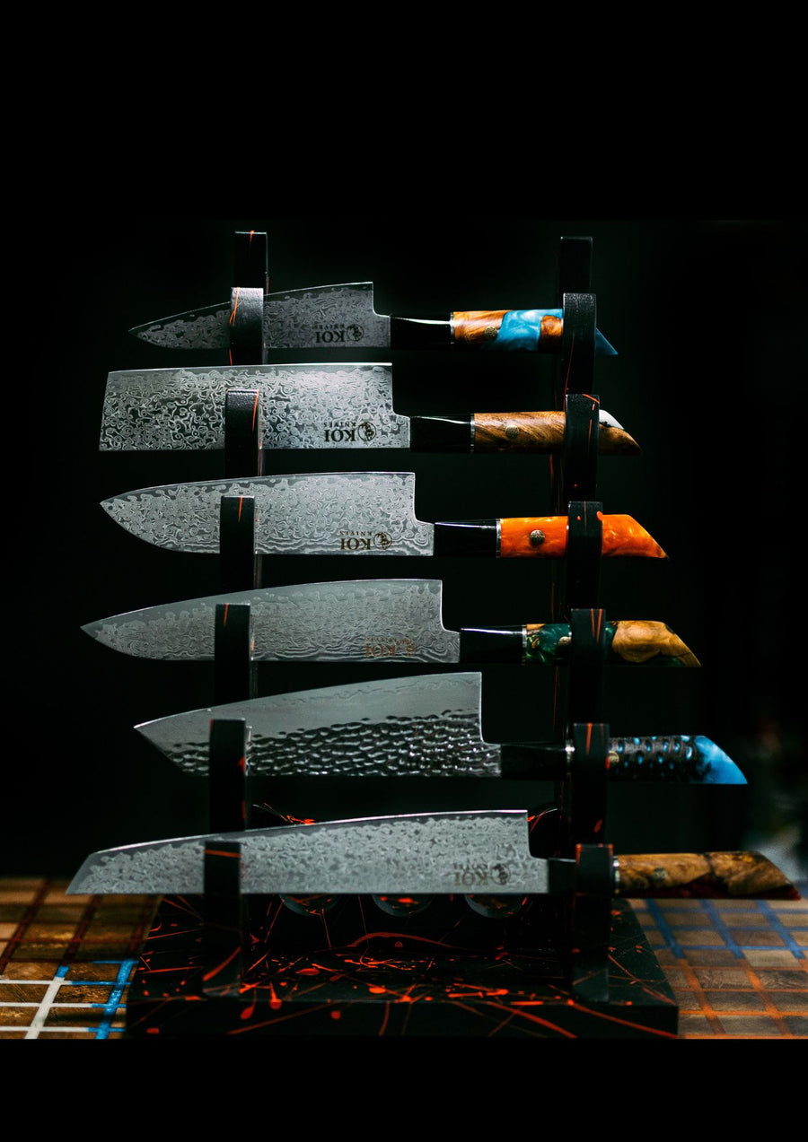 Splattered 6 Knife "Antler" Knife Rack - Painted by Us :) - Koi Knives