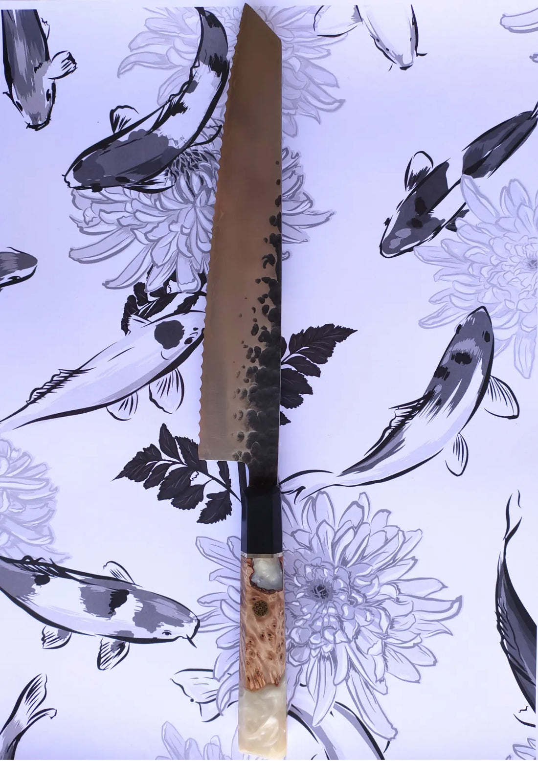 The Serrated Knife - White Handle - Koi Knives