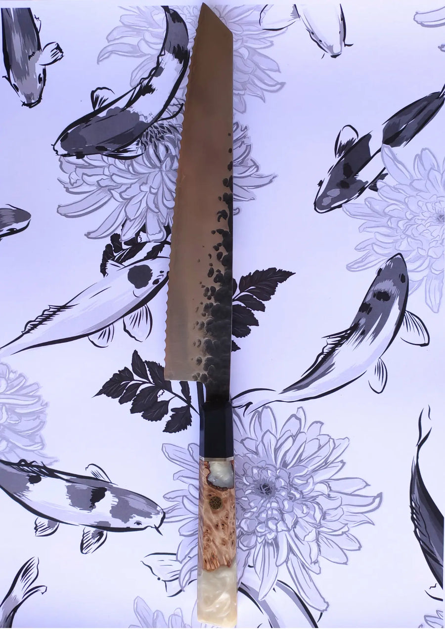 The Serrated Knife - White Handle - Koi Knives