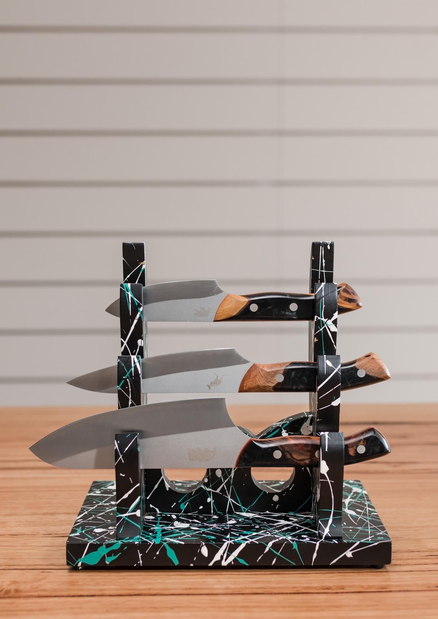 3 Knife &quot;Antler&quot; Knife Rack with Paint (sometimes we use our fingers) - Koi Knives