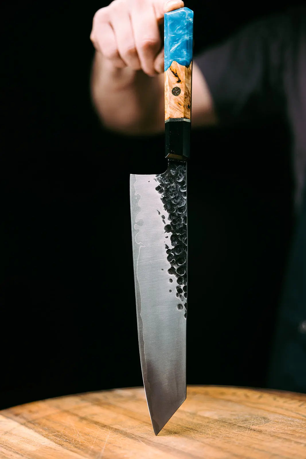 The Kiritsuke Knife - Turquoise Swirl Handle - Koi Knives