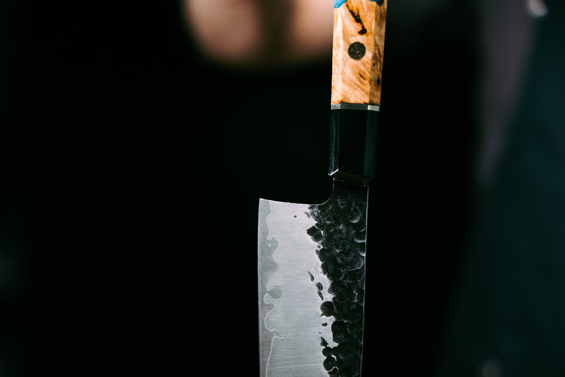 The Kiritsuke Knife - Turquoise Swirl Handle - Koi Knives