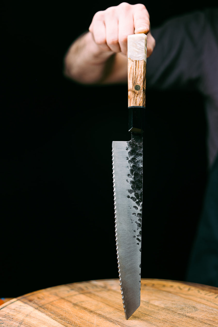 The Serrated Knife - White Handle - Koi Knives
