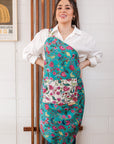 Canvas Aprons Designed by Local Artist - Jade Green/Shell White - Koi Knives
