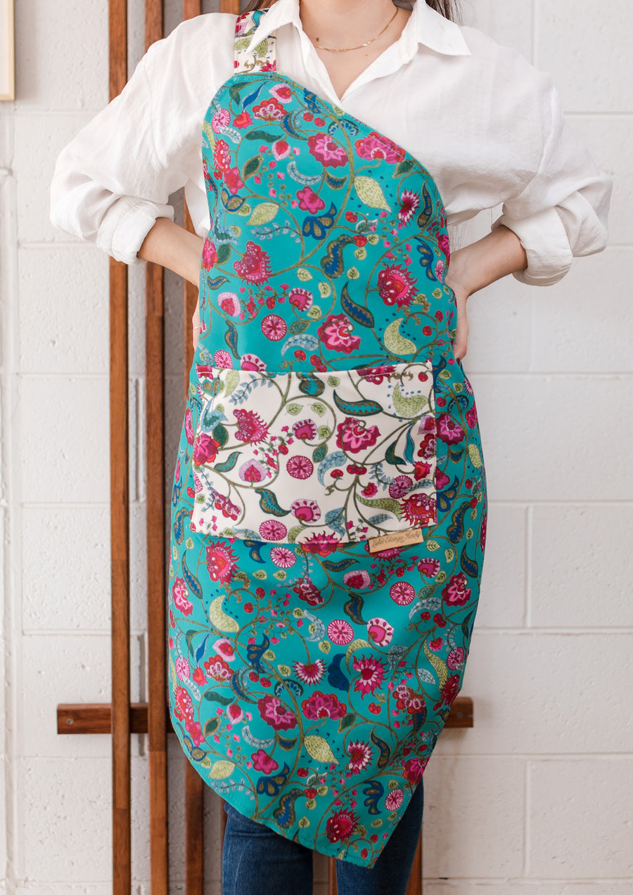 Canvas Aprons Designed by Local Artist - Jade Green/Shell White - Koi Knives