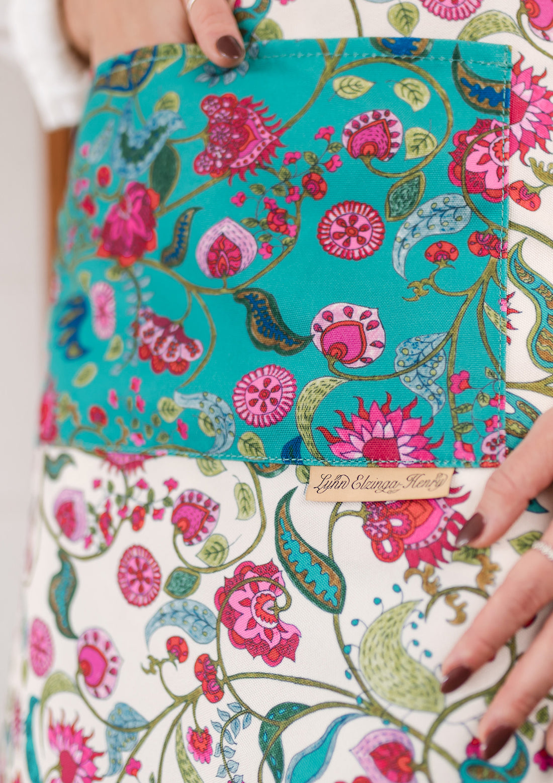 Canvas Aprons Designed by Local Artist - Shell White/Jade Green - Koi Knives