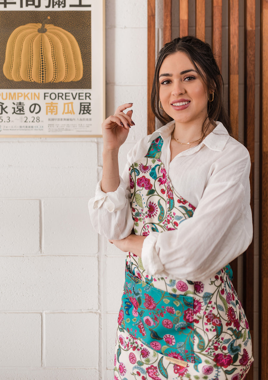 Canvas Aprons Designed by Local Artist - Shell White/Jade Green - Koi Knives
